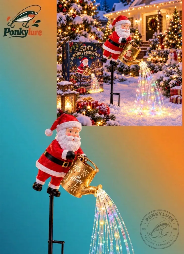 "Illuminate Your Holidays with a Christmas Santa Solar Kettle Light" 19 Christmas Santa Solar Kettle Watering Can Light