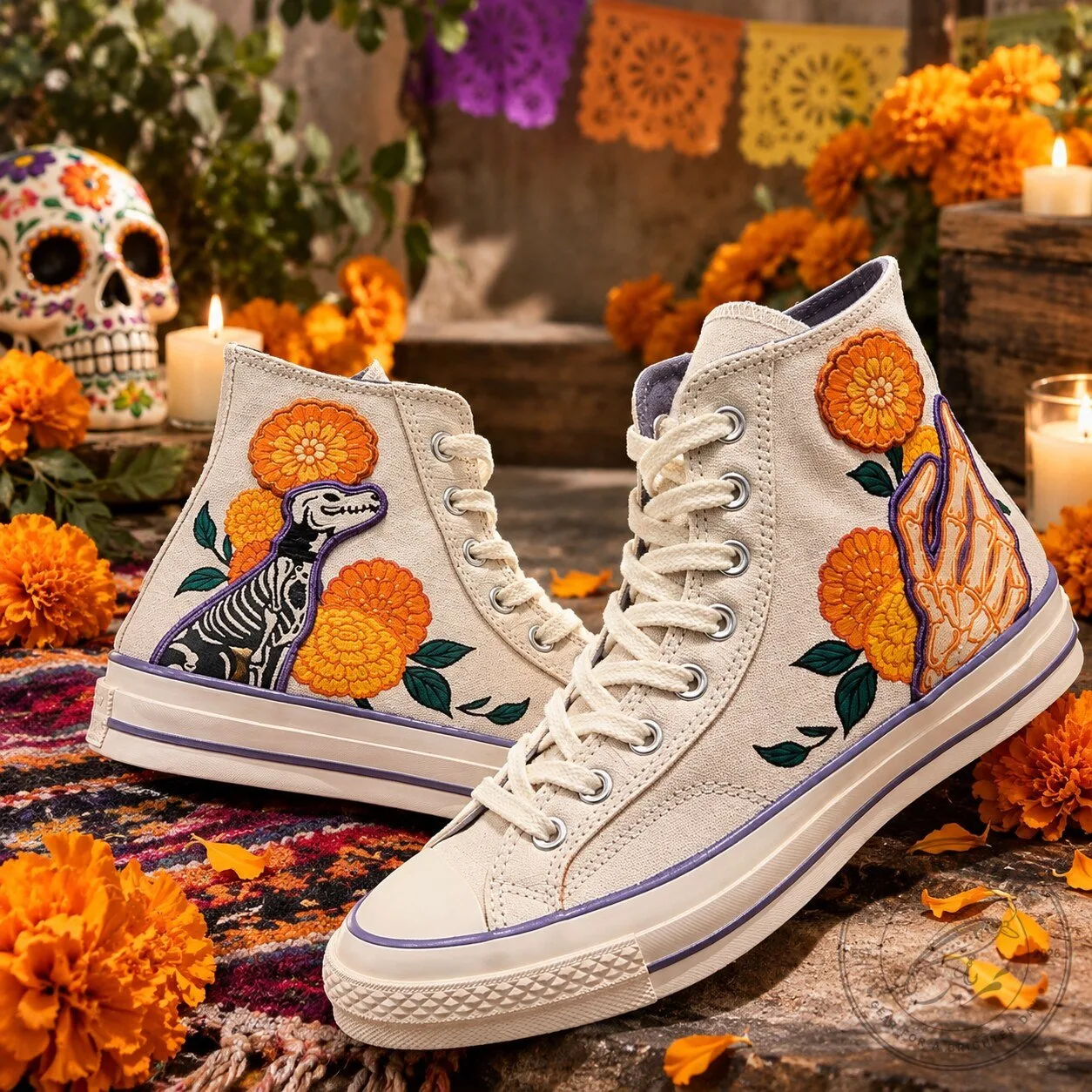 Día De Los Muertos 2026 Converse Xico Sneakers Shoes – Marigold Embroidery Limited Edition