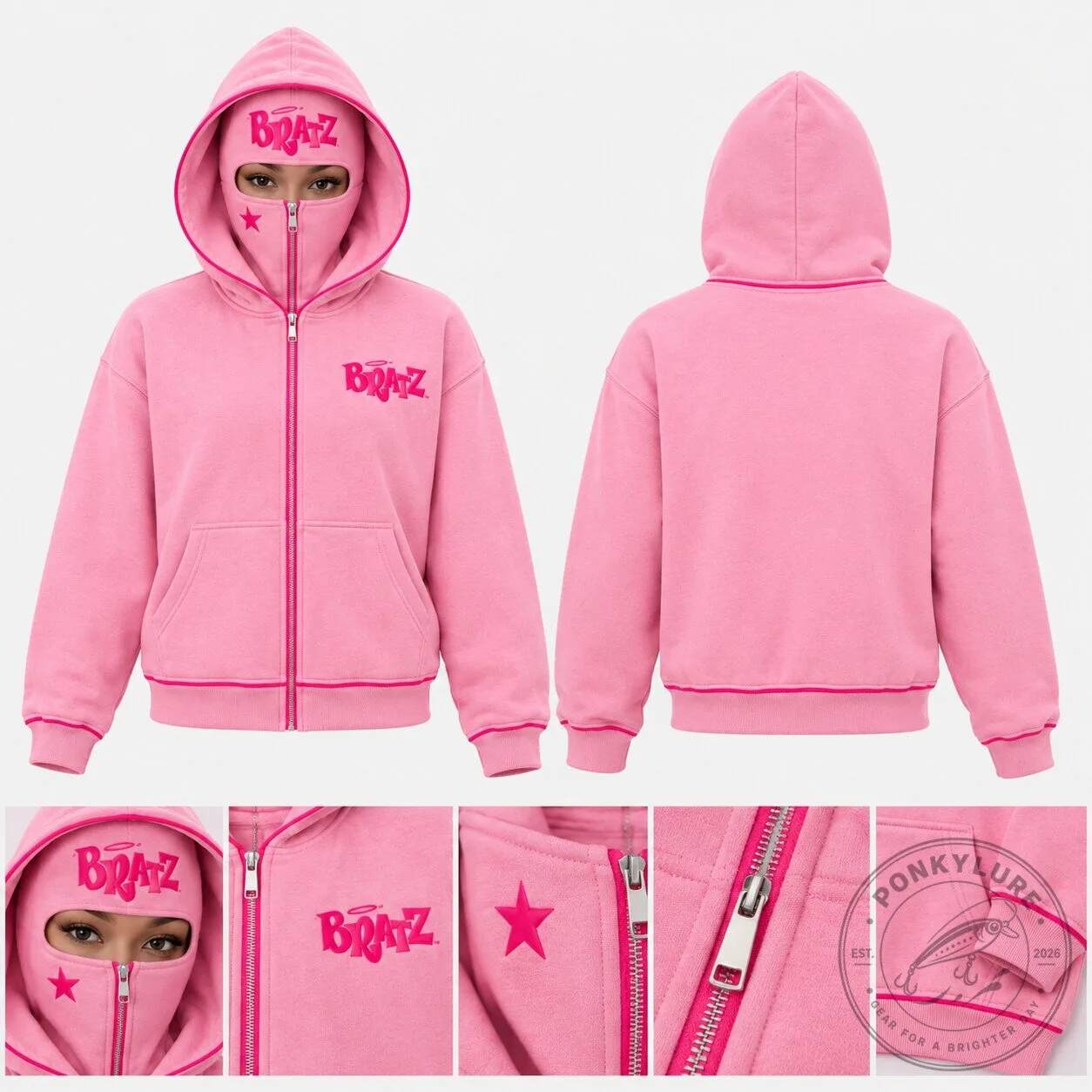 Bratz Y2K Pink Balaclava Full-Zip Hoodie 10 Bratz Y2K Pink Balaclava Full-Zip Hoodie