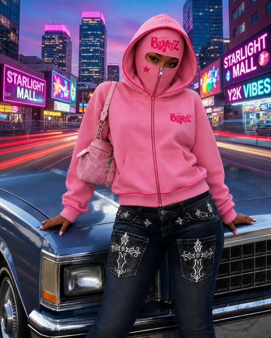 Bratz Y2K Pink Balaclava Full-Zip Hoodie 12 Bratz Y2K Pink Balaclava Full-Zip Hoodie