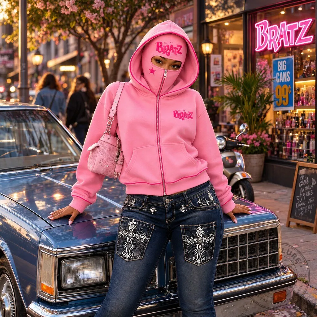 Bratz Y2K Pink Balaclava Full-Zip Hoodie 13 Bratz Y2K Pink Balaclava Full-Zip Hoodie